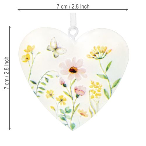 Itens Pingentes em forma de coração com estampa floral para decoração de parede, 7 cm, conjunto de 6 peças