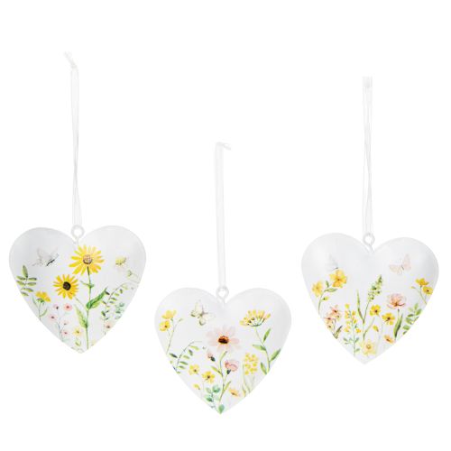 Itens Pingentes em forma de coração com estampa floral para decoração de parede, 7 cm, conjunto de 6 peças