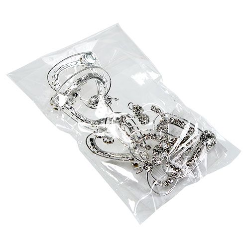 Floristik24 Corações de metal prata 3 cm 6 unidades