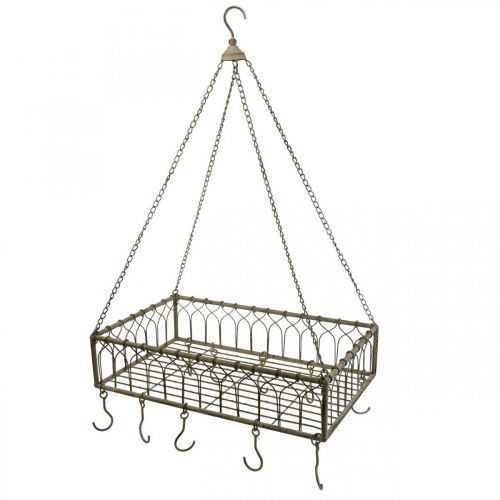 Floristik24 Cesto quadrado de metal com gancho para pendurar decoração metal 50x30,5x12,5cm