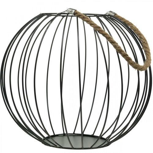 Floristik24 Cesto decorativo para pendurar Cesto decorativo de metal preto Ø39cm