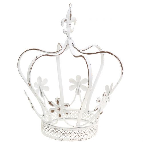 Floristik24 Coroa de metal antigo branco Ø17cm Alt.21cm