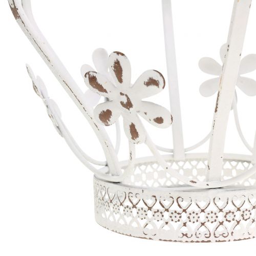 Floristik24 Coroa de metal antigo branco Ø17cm Alt.21cm