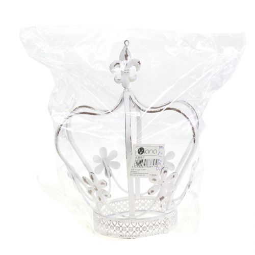 Floristik24 Coroa de metal antigo branco Ø17cm Alt.21cm