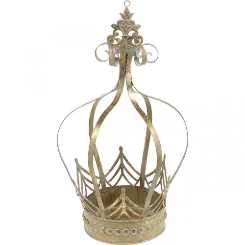 Floristik24 Coroa decorativa para pendurar, floreira, decoração em metal, Advent Golden, aspecto antigo Ø19,5cm A35cm
