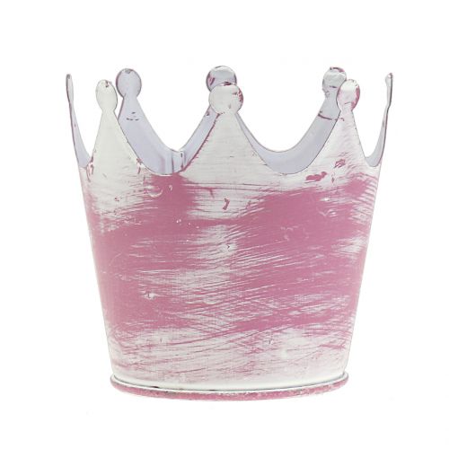 Coroa de metal rosa branco lavado Ø8cm Alt.7cm 8pcs