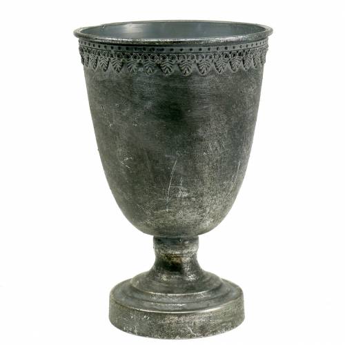 Floristik24 Copo de metal prata antigo Alt.26cm Ø17cm