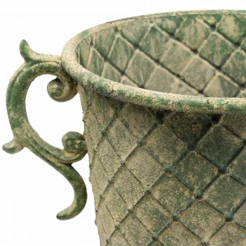 Floristik24 Xícara de metal verde musgo antigo Ø19,5cm Alt.37cm