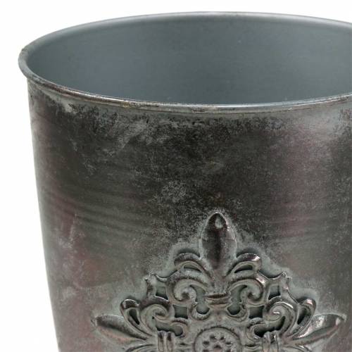 Itens Cálice decorativo de metal com ornamento cinza prateado Ø16,5cm Alt.31cm