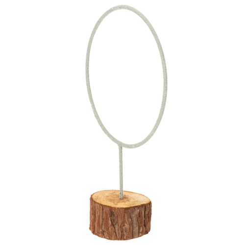Anel decorativo de metal sobre suporte de madeira para decoração de mesa, 43 cm | Floristik24.pt
