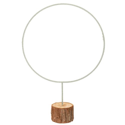 Anel decorativo redondo sobre base de madeira, metal, para flores secas, 52 cm