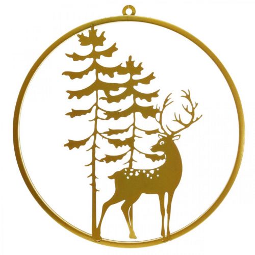 Anel decorativo ouro para pendurar veado decoração de metal Natal Ø38cm
