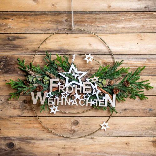 Itens Anel decorativo de metal Anel Scandi laço decorativo dourado Ø 25,5 cm 6 un