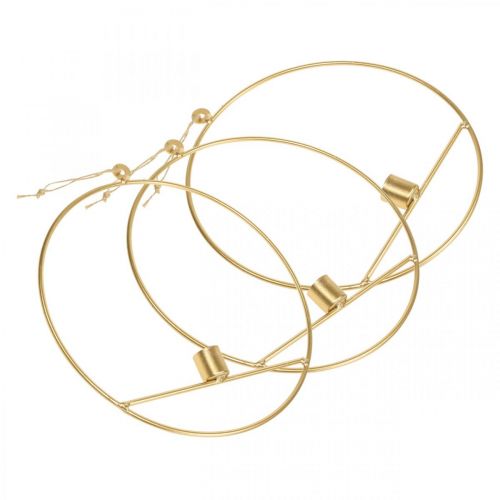 Itens Suporte de vela para pendurar anel decorativo de metal dourado Ø25cm 3pcs