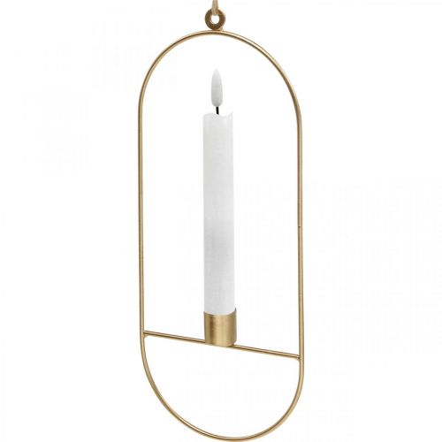 Floristik24 Suporte de vela para pendurar metal oval dourado 13 × 30,5 cm 3 unidades
