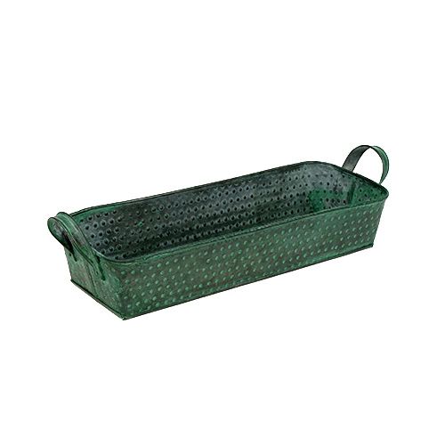 Floristik24 Tigela quadrada de metal verde 30 cm x 11 cm Alt 6 cm