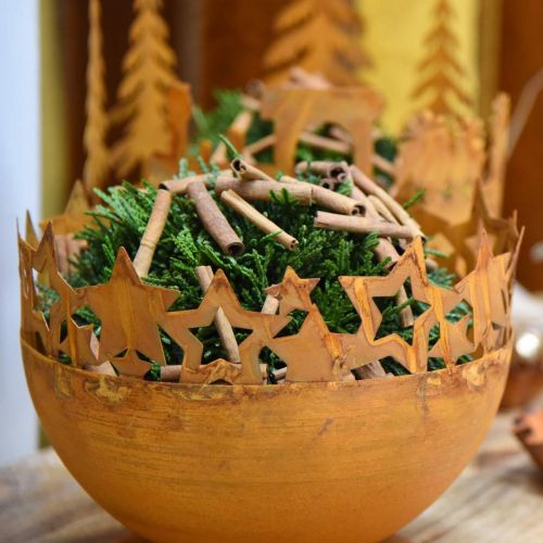 Floristik24 Tigela de metal com estrelas, decoração de Natal, pátina decorativa do vaso Ø25cm H20,5cm