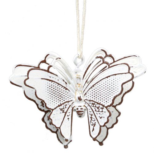 Floristik24 Borboleta de metal para pendurar 7 cm branco 6 unidades