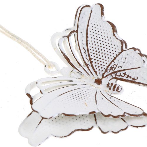 Floristik24 Borboleta de metal para pendurar 7 cm branco 6 unidades