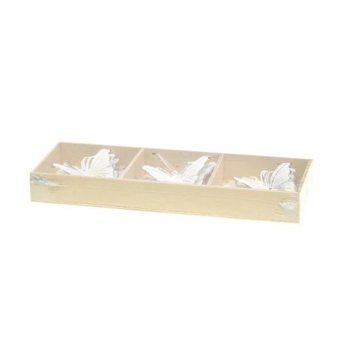 Floristik24 Borboleta de metal para pendurar 7 cm branco 6 unidades