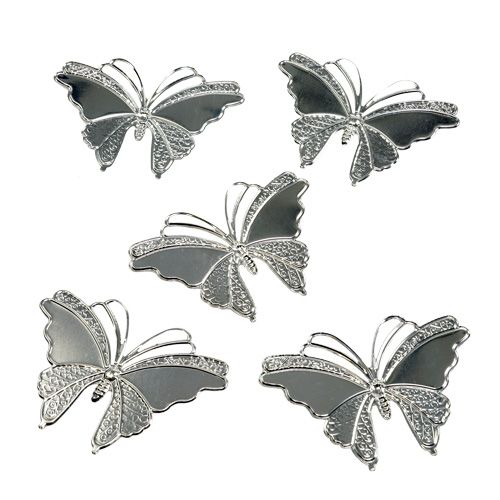 Floristik24 Borboletas de metal prata 6,5 cm 25 unidades