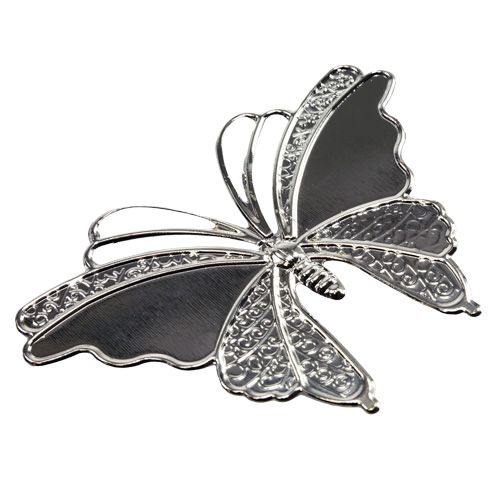 Floristik24 Borboletas de metal prata 6,5 cm 25 unidades