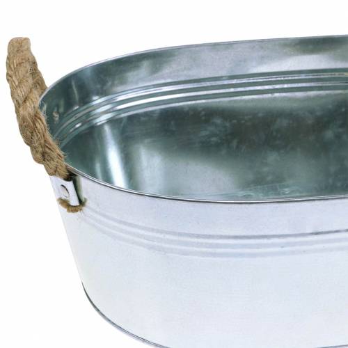 Floristik24 Cuba para plantador de zinco com alças de juta prata 34,5cm A11,5cm