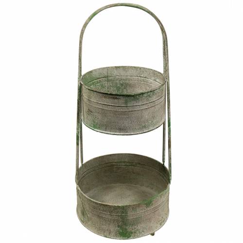 Floristik24 Suporte de metal com plantadores cinza, verde Alt.68cm