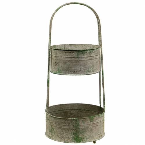 Floristik24 Suporte de metal com plantadores cinza, verde Alt.68cm