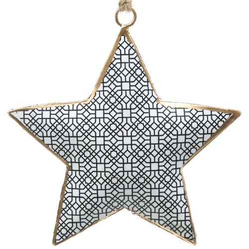 Itens Estrela de metal preto e branco 10 cm 3 unidades