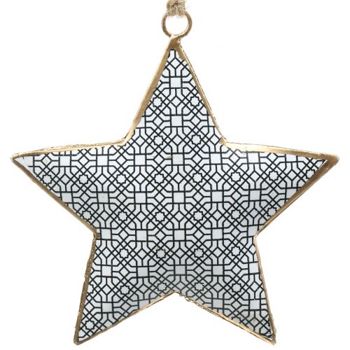 Floristik24 Estrela de metal preto e branco 10 cm 3 unidades