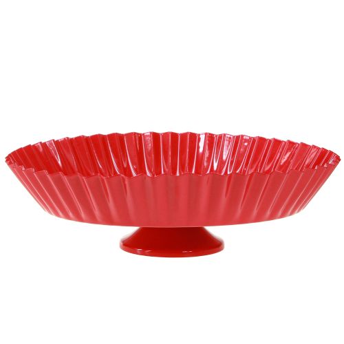 Prato decorativo retrô de metal com base de metal vermelho Ø24cm 2 unidades