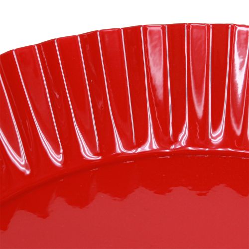 Itens Prato decorativo retrô de metal com base de metal vermelho Ø24cm 2 unidades