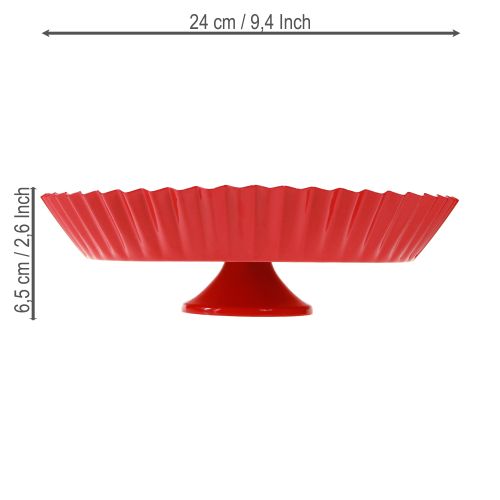 Itens Prato decorativo retrô de metal com base de metal vermelho Ø24cm 2 unidades