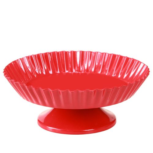 Prato de metal vermelho pequeno prato decorativo com base de metal Ø14cm 2 peças