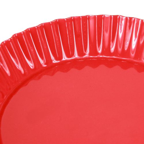 Itens Prato de metal vermelho pequeno prato decorativo com base de metal Ø14cm 2 peças