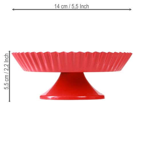 Itens Prato de metal vermelho pequeno prato decorativo com base de metal Ø14cm 2 peças