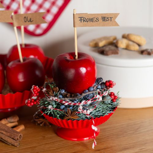 Itens Prato de metal vermelho pequeno prato decorativo com base de metal Ø14cm 2 peças