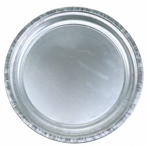 Floristik24 Placa decorativa metal prata brilhante Ø36cm Alt.3cm