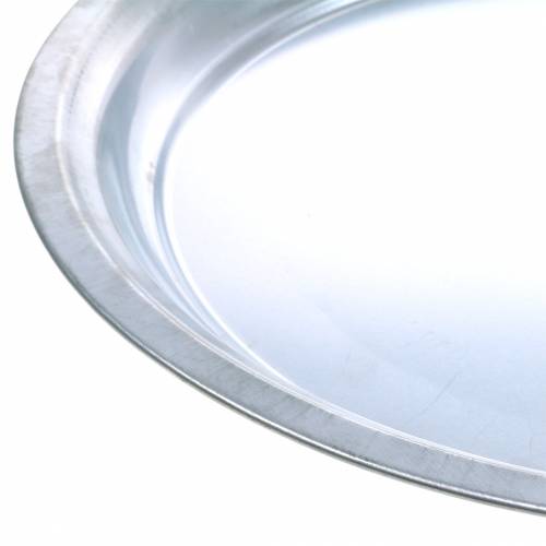 Itens Placa de metal básica prata brilhante Ø45,5cm Alt.4cm