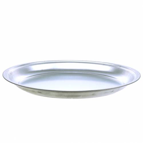 Itens Placa de metal básica prata brilhante Ø45,5cm Alt.4cm