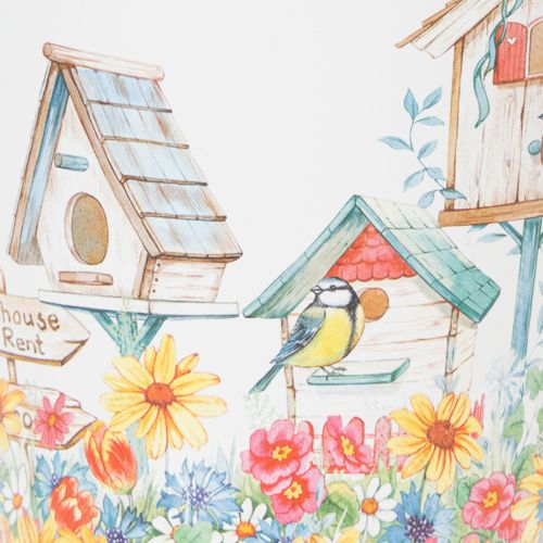 Itens Vaso de metal com motivo decorativo, floreira com casinhas de pássaros, balde de lata A13cm Ø11,5cm