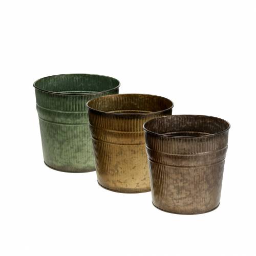 Vaso laranja, marrom, verde Ø10,5cm Alt.10cm conjunto de 3
