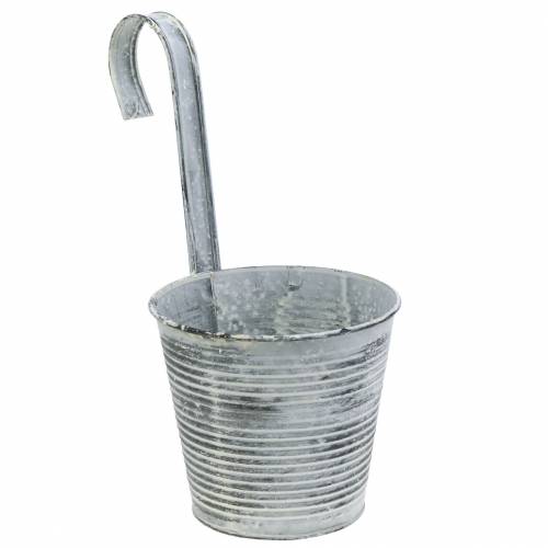 Floristik24 Vaso de flores para pendurar metal antigo creme Ø13cm H11.5cm