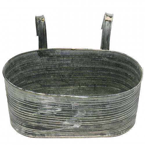 Floristik24 Planta tigela de zinco oval para pendurar creme antigo 30×16,5cm H14,5cm