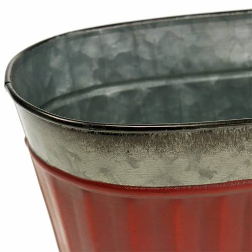 Floristik24 Vaso oval vermelho, zinco prateado 26 × 13cm Alt.11cm