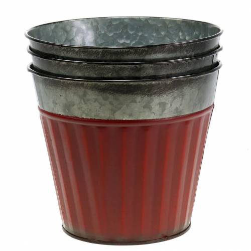 Floristik24 Vaso para plantas vermelho-prata Ø13cm Alt.11cm conjunto de 4
