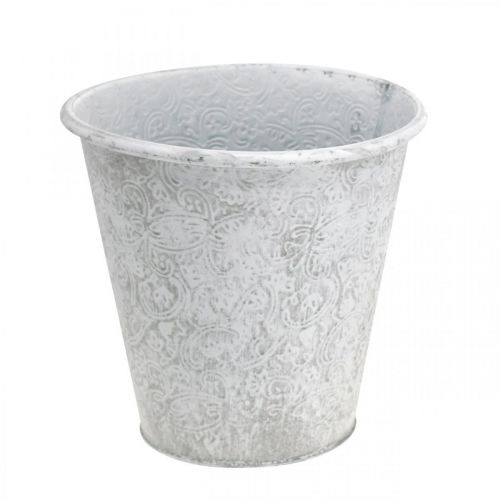 Itens Vaso, vaso com ornamentos, decoração em metal branco, cinza Ø20,5cm Alt19,5cm