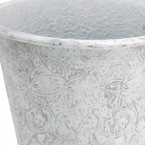 Itens Vaso, vaso com ornamentos, decoração em metal branco, cinza Ø20,5cm Alt19,5cm