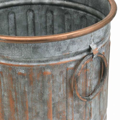 Floristik24 Tigela decorativa com alças, vaso, vaso de metal prata, aparência antiga em cobre H31 / 24,5cm Ø29,5 / 22cm conjunto de 2